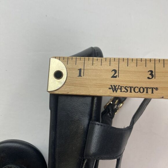 SAS Black Leather Open Toe Slingback Dress Sandals Shoes Heels Womens 8.5M Wedge - Picture 4 of 16